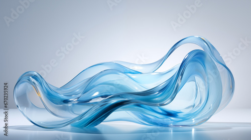 abstract artistic glass water sculpture in studio setting