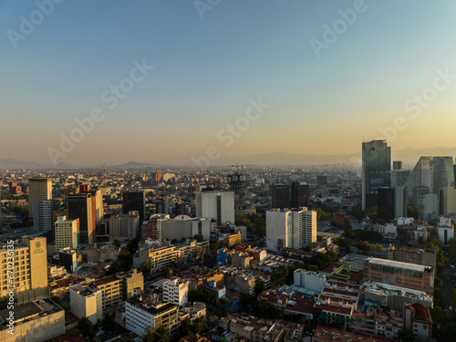  Beautiful aerial view of the capital of Mexico city of Mexico City at sunset. © nikwaller