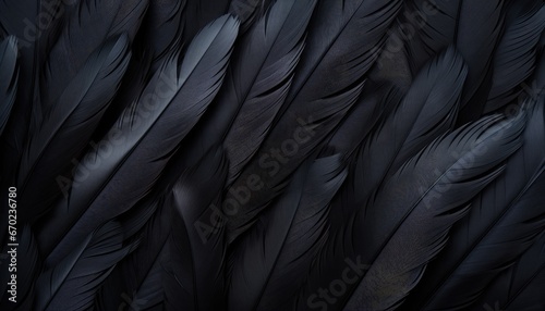 black matte feather of crow , close-up background