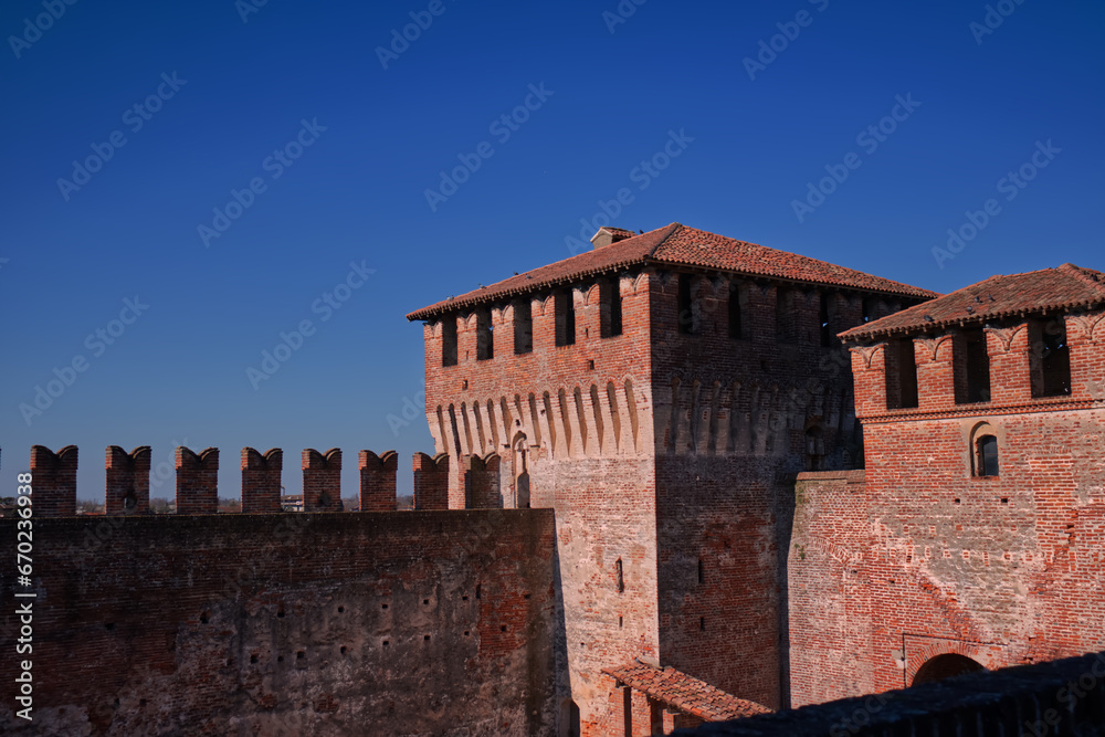Italian landscape: Soncino Castle, historic medieval fortress.