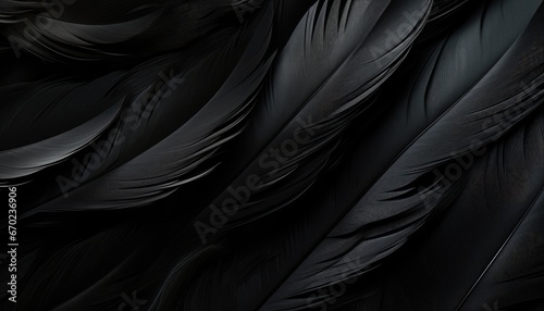 black matte feather of crow , close-up background photo