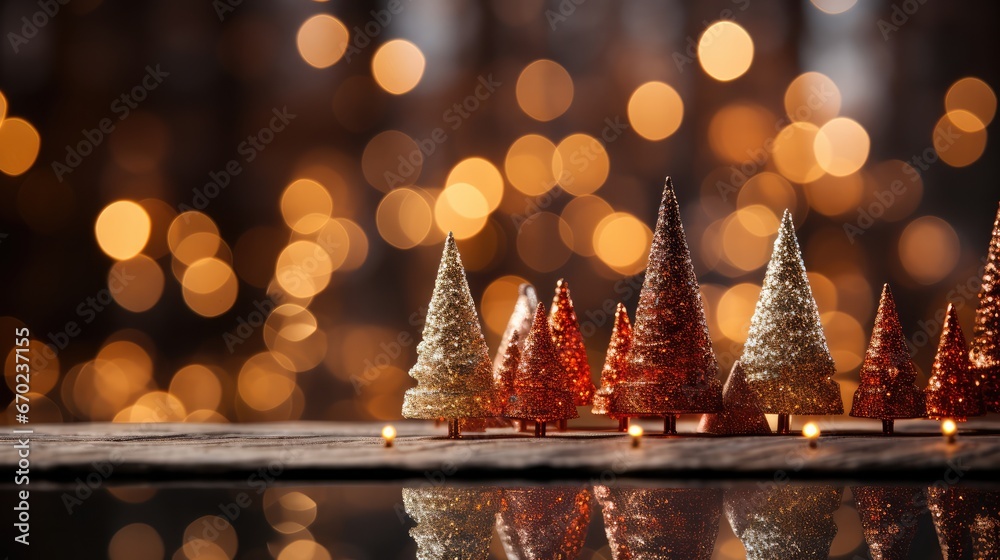 Christmas background with xmas tree and sparkle bokeh lights 