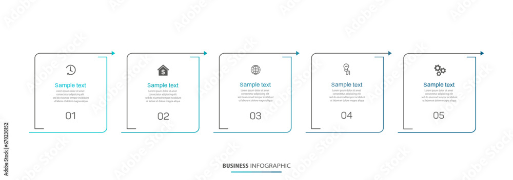 Business vector infographic template with 5 options or steps - obrazy, fototapety, plakaty 