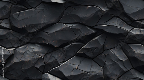 Seamless Volumetric Black Rock Texture with Cracks