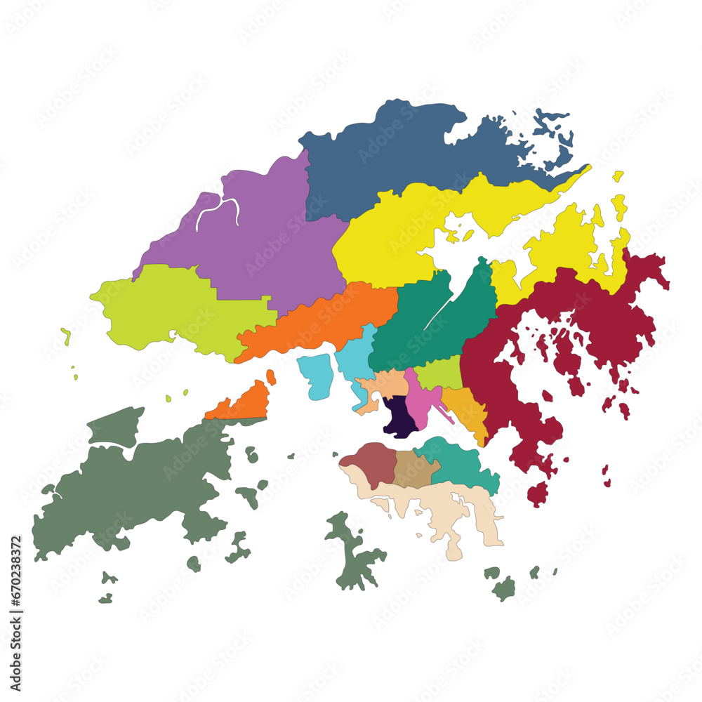 Obraz premium Hong Kong map. Map of Hong Kong in administrative regions