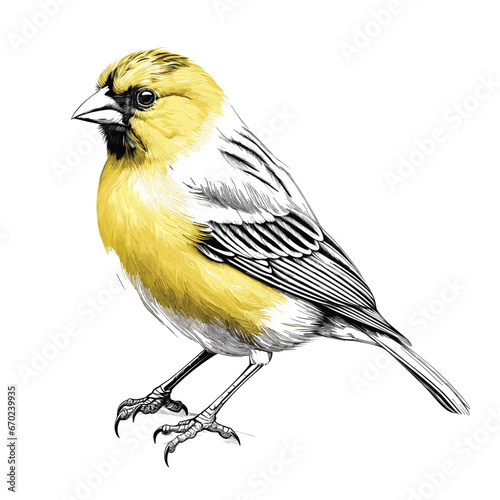 Hand Drawn Flat Color Canary Bird Illustration