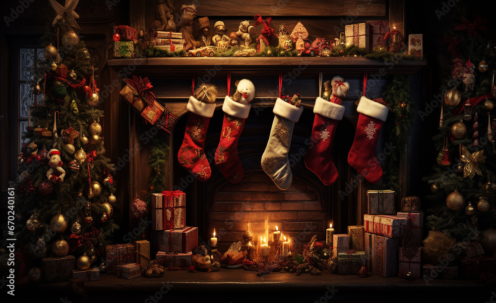 A Christmas stocking filled with gifts