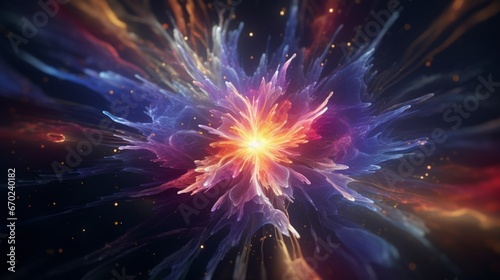 An abstract representation of Cosmic Columbine s cosmic dance  rendered in exquisite