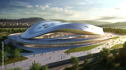 3d model of a modern velodrome complex in shusha