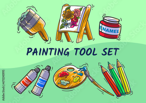 Tools pattern illustration fresh and colorful	