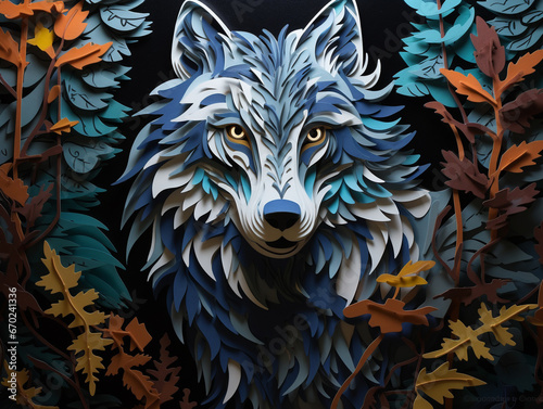 Cut Paper Art of a Wolf