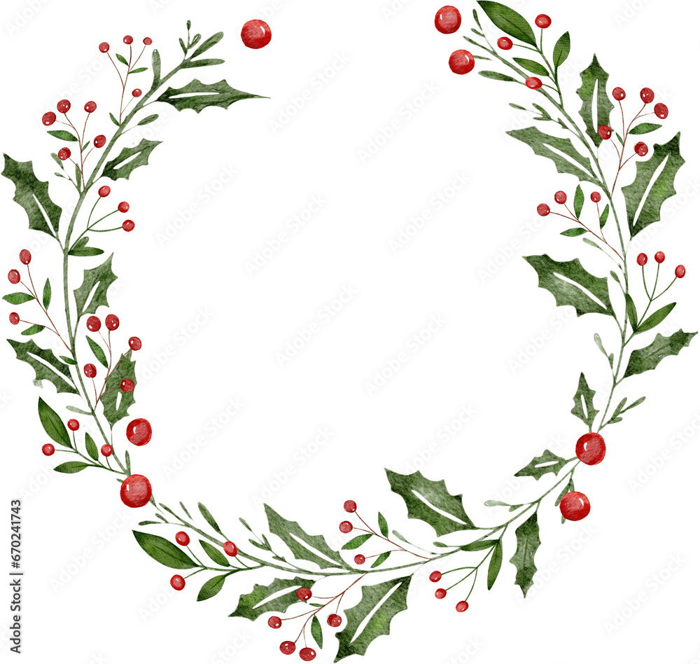 Watercolor Christmas Wreath Watercolor Christmas Wreath