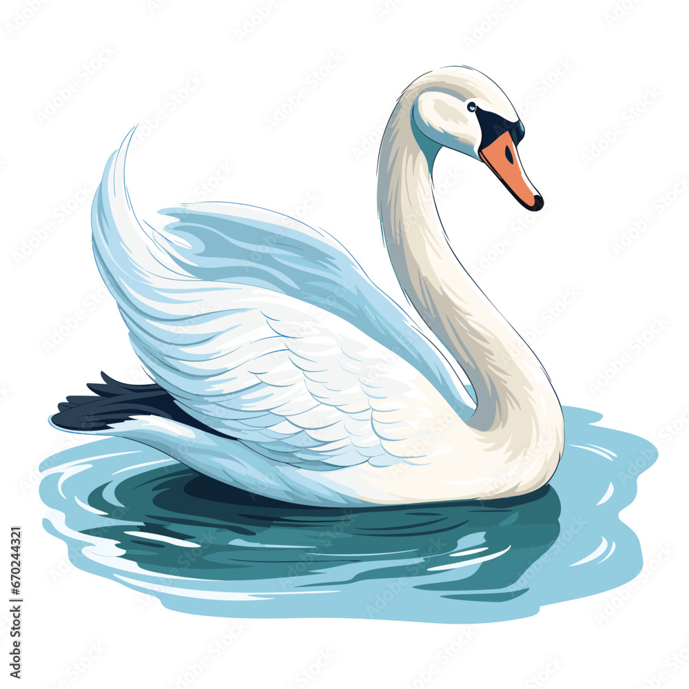 Fototapeta premium Hand Drawn Flat Color Swan Illustration