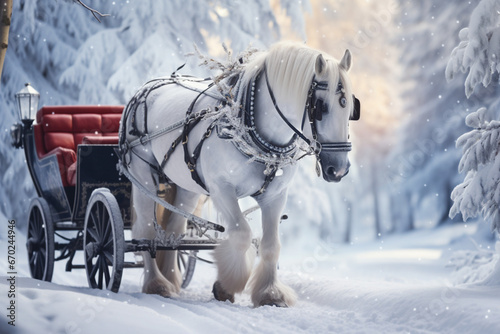 horse and carriage in winter photo