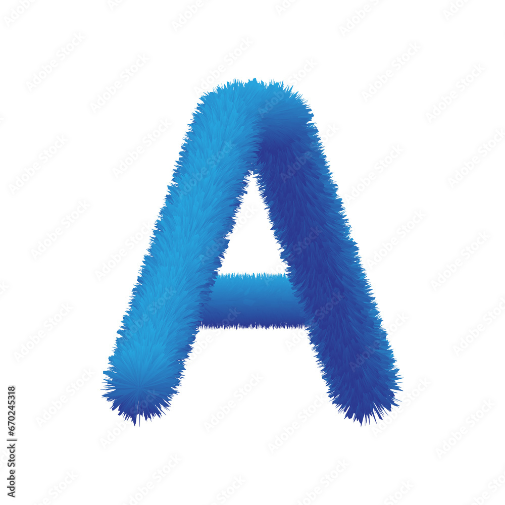 blue Hairy A font 