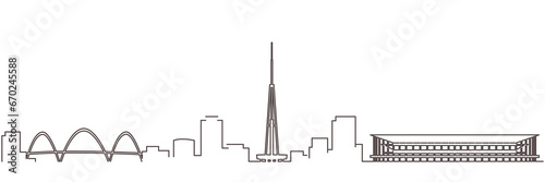 Brasilia Dark Line Simple Minimalist Skyline With White Background