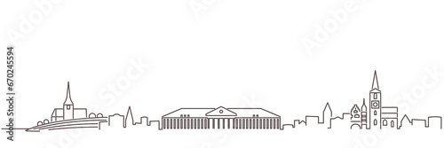 Biel Dark Line Simple Minimalist Skyline With White Background