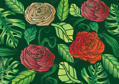 Vector hand drawn colorful flower illustration.