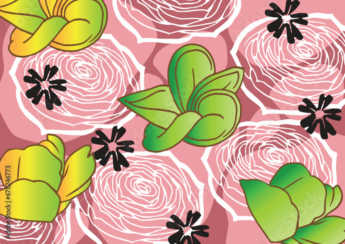 Vector hand drawn colorful flower illustration.