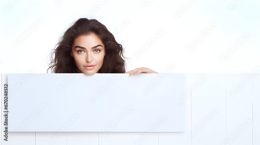 Woman holding a white board,Woman holding a blank board, Beautiful woman holding an advertising banner with plenty of space to write Woman holding a white board,Woman holding a blank board, Beautiful woman holding an advertising banner with plenty of space to write