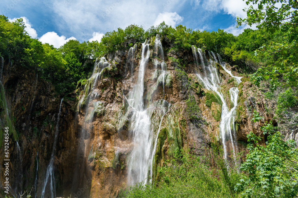 Naklejka premium Plitvice Lakes National Park is one of the oldest and largest national parks in Croatia. This photo is taken in July, 2023.