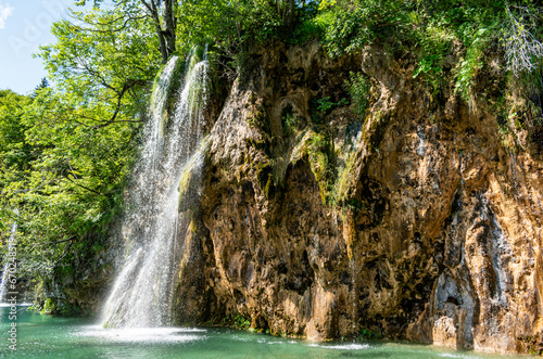 Plitvice Lakes National Park is one of the oldest and largest national parks in Croatia. This photo is taken in July  2023. 