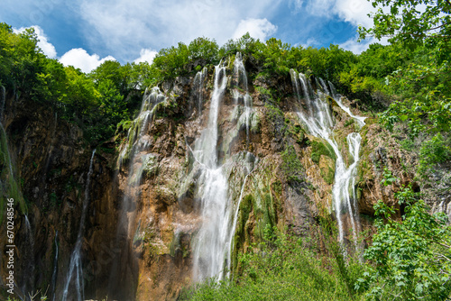 Plitvice Lakes National Park is one of the oldest and largest national parks in Croatia. This photo is taken in July, 2023. 