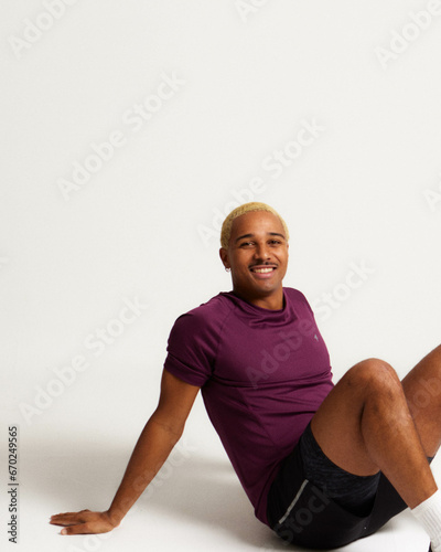 SPORTS MAN STRETCHING HAPPY AND FIT