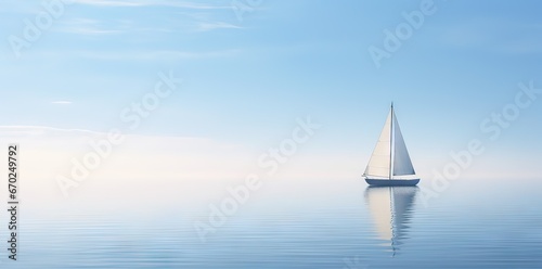 beautiful white sailboat in the middle of the ocean, concept travel