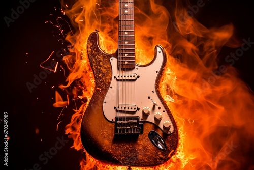burning guitar. Generative AI
