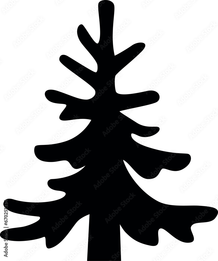 Obraz premium Spruce, coniferous evergreen tree - vector silhouette picture for logo or pictogram. Christmas tree, stylized image of a plant for an icon or sign.