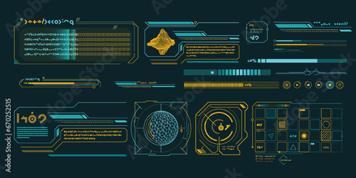 Vector data elements for sci-fi interface infographics. photo
