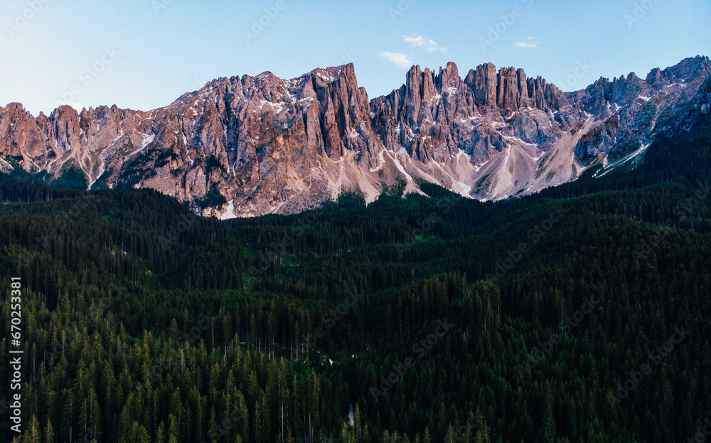 Aerial scenery view of Dolomites Alps as one of most popular destination in Italy