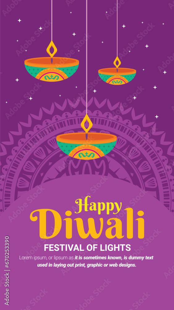 Greeting card design for diwali festival day contains candle concept