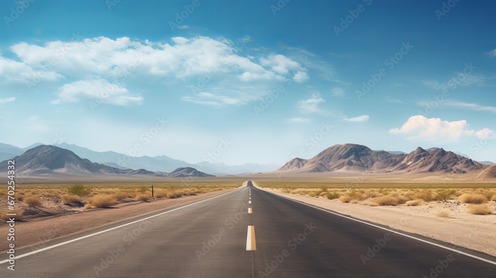 Empty road in the desert. Generative ai Empty road in the desert. Generative ai