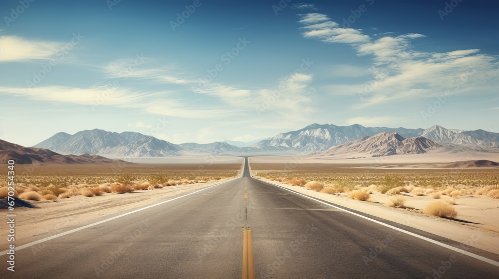 Empty road in the desert. Generative ai Empty road in the desert. Generative ai