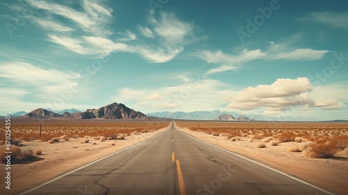 Empty road in the desert. Generative ai