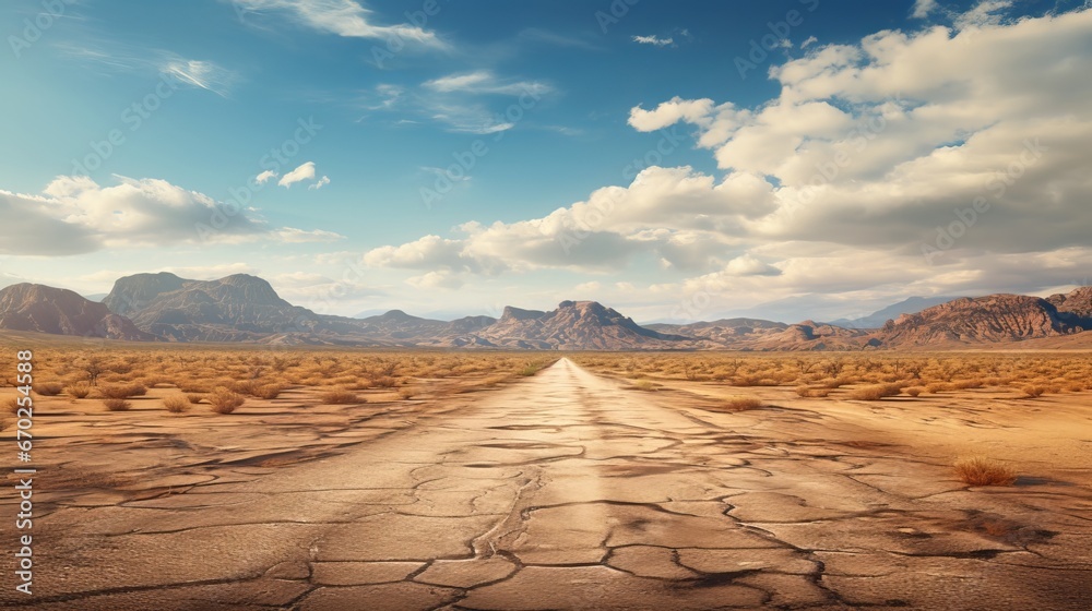 Fototapeta premium Empty road in the desert. Generative ai