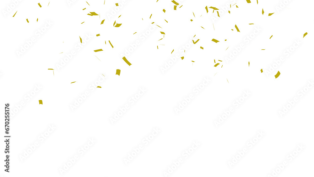 Obraz premium Golden confetti falling down, party popper PNG. Create birthday and party decoration concept. Transparent background
