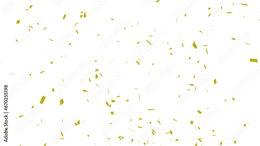 Golden confetti falling down, party popper PNG. Create birthday and party decoration concept.  Transparent background - obrazy, fototapety, plakaty 