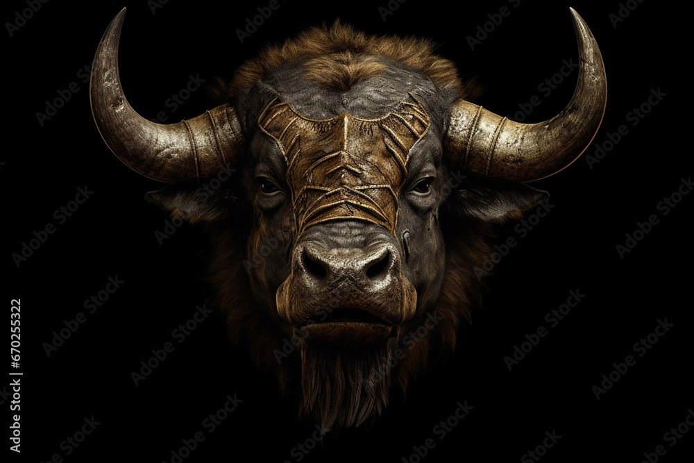 Image of a majestic buffalo head. Generative AI