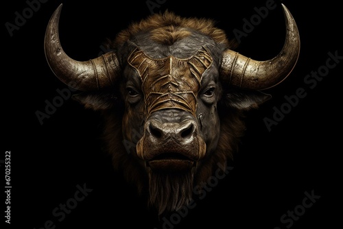 Image of a majestic buffalo head. Generative AI