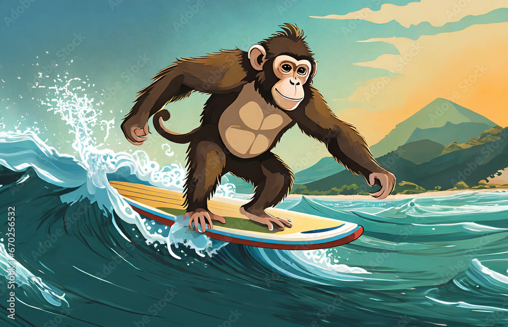 macaco a surfar