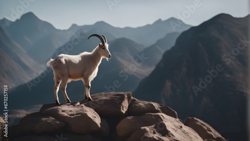 mountain goat on a rock photo