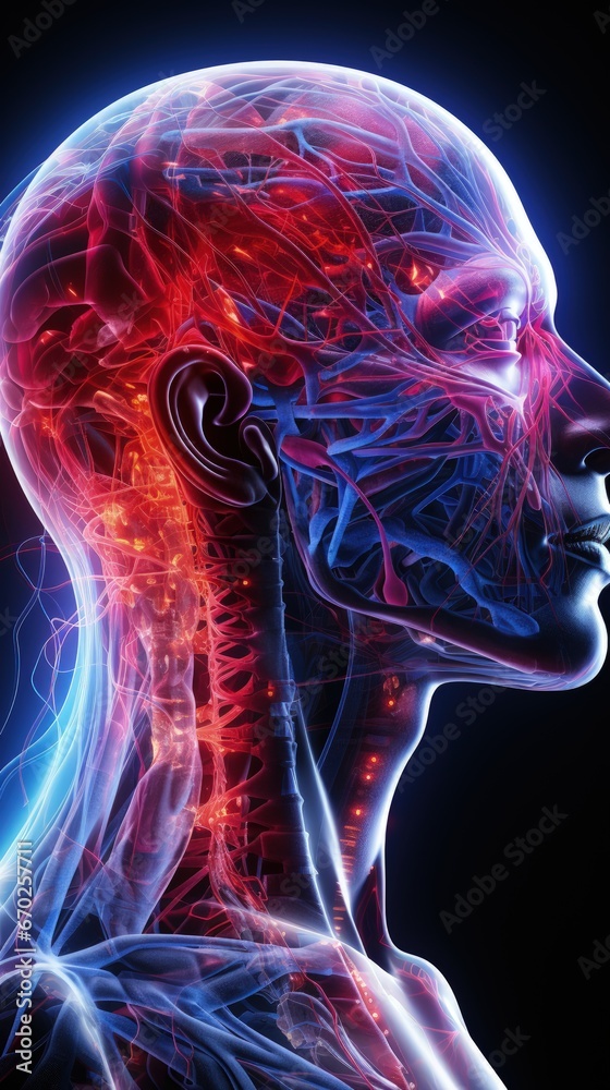 Human brain signal. Deep Learning Concept. Human head and brain. Different kind of waveforms produced by brain. neuron cells with glowing link knots. Human brain signal. Deep Learning Concept. Human head and brain. Different kind of waveforms produced by brain. neuron cells with glowing link knots.
