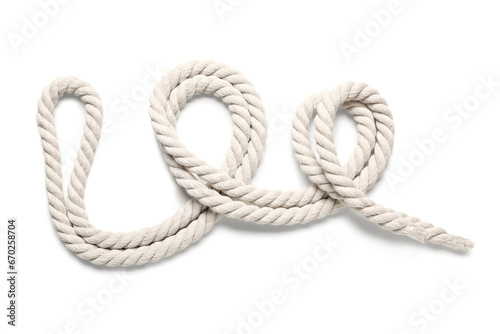 Long rope on white background