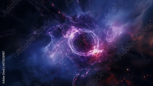 An otherworldly nebula of electric blues and purples forming the striking Nebula Nigella.