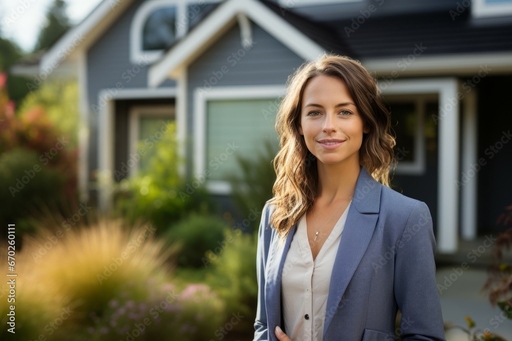 The woman is a successful, sought-after realtor. Portrait with selective focus and copy space The woman is a successful, sought-after realtor. Portrait with selective focus and copy space