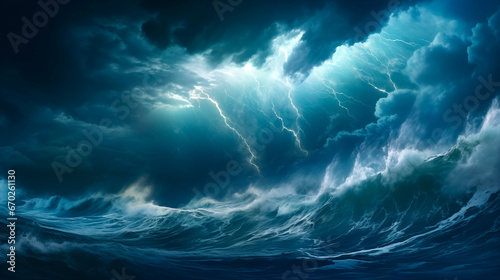 heavy lightning storm over the sea © Felipe