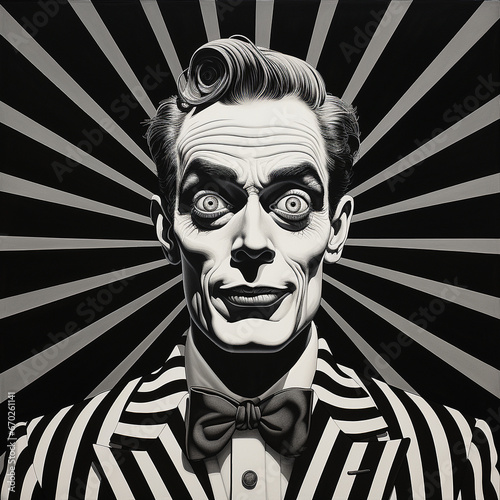 crazy deranged man losing his mind in illustration